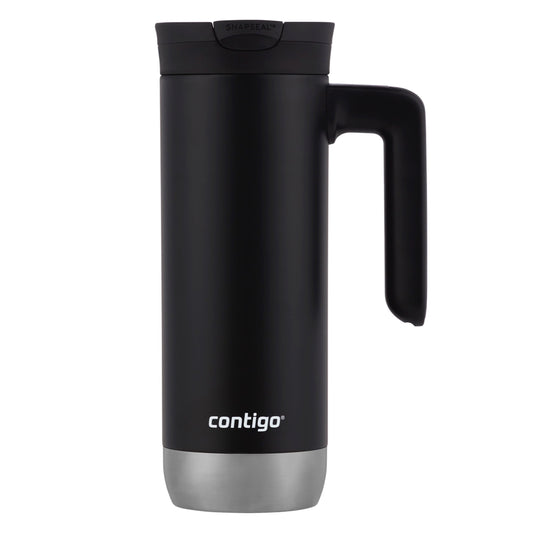 Huron 2.0 Stainless Steel Travel Mug with SNAPSEAL Lid and Handle in Black, 20 Fl Oz.