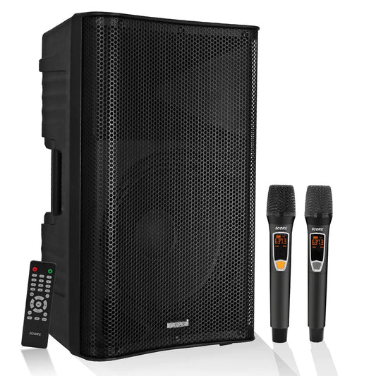 5Core DJ Bluetooth Party Speaker 12 inch Karaoke PA System + 2 Wireless Microphone